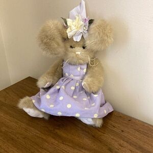 Adorable Posable Bunny in Purple Polka Dot Dress